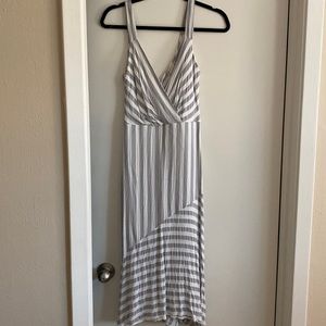 Light blue/gray and white striped dress